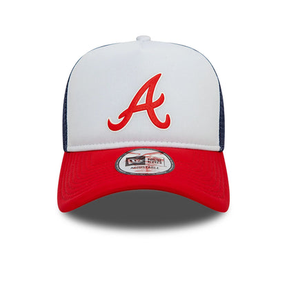 This is a Atlanta Braves MLB Logo Red A-Frame Trucker Cap 2