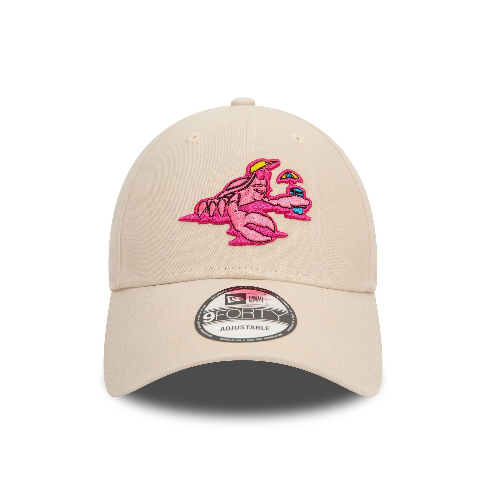 This is a New Era Cocktail Crab Character Light Beige 9FORTY Adjustable Cap 2