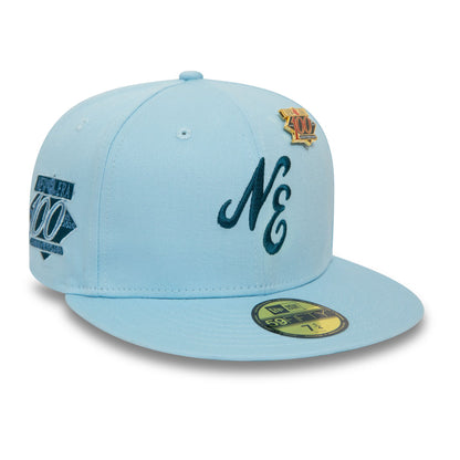 This is a New Era Script Pastel Blue 59FIFTY Fitted Cap 3