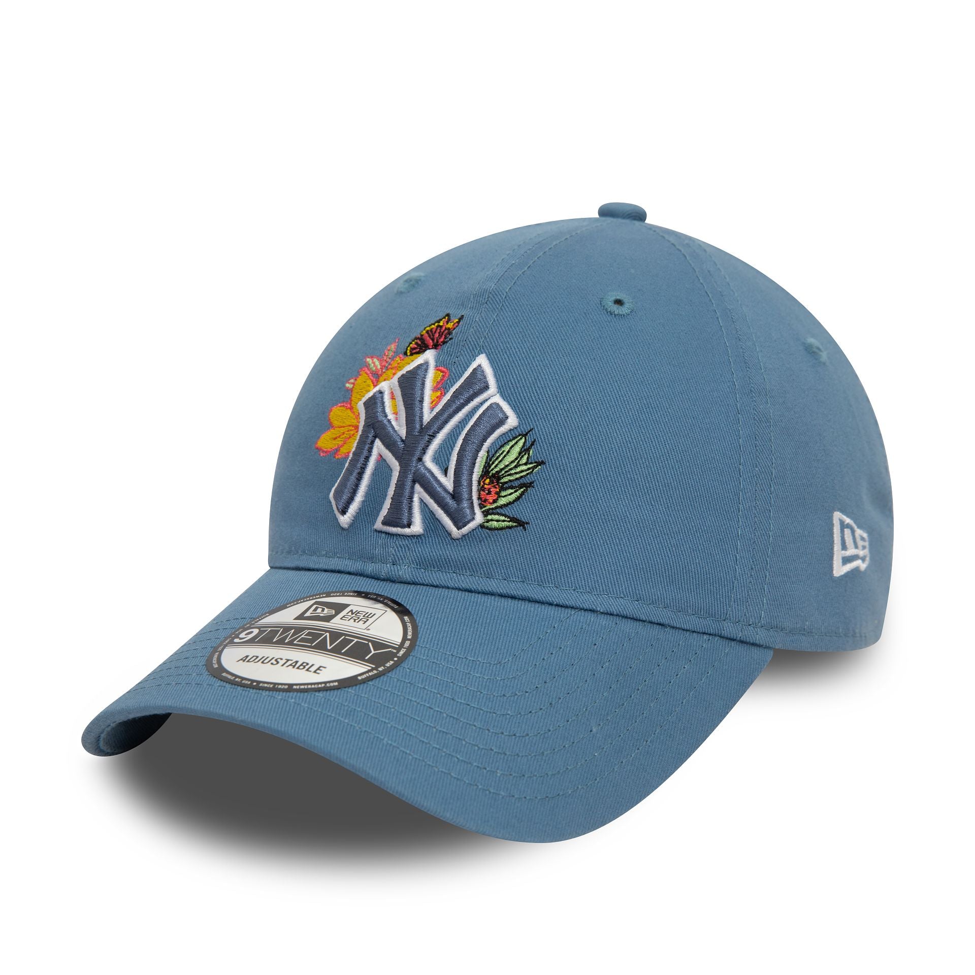 This is a New York Yankees MLB Floral Blue 9TWENTY Adjustable Cap 1