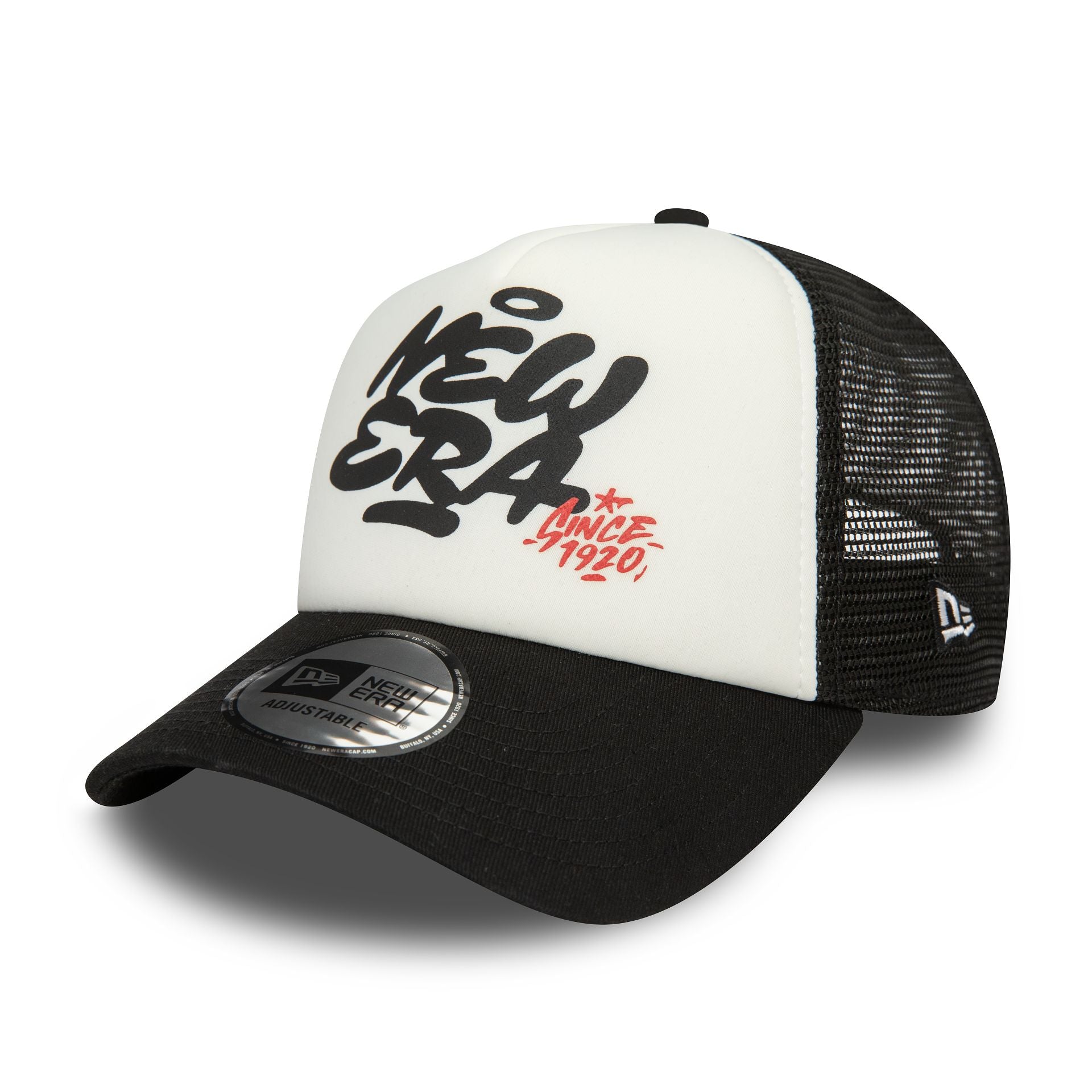 This is a New Era Youth Graffiti Black A-Frame Trucker Cap 1