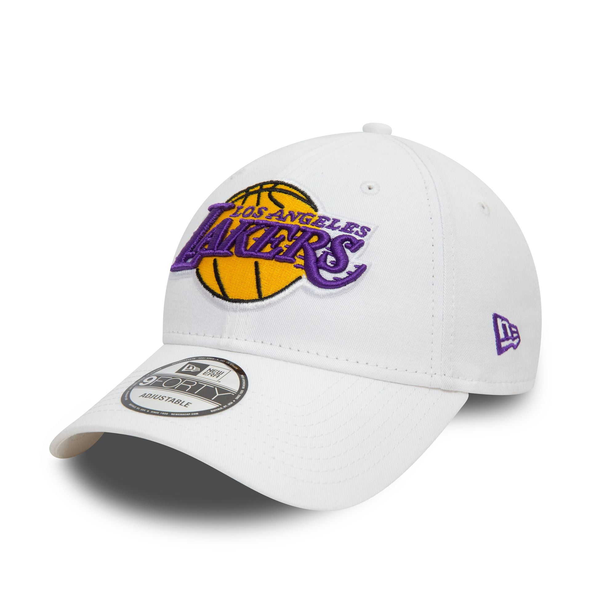 This is a LA Lakers NBA White 9FORTY Adjustable Cap 1