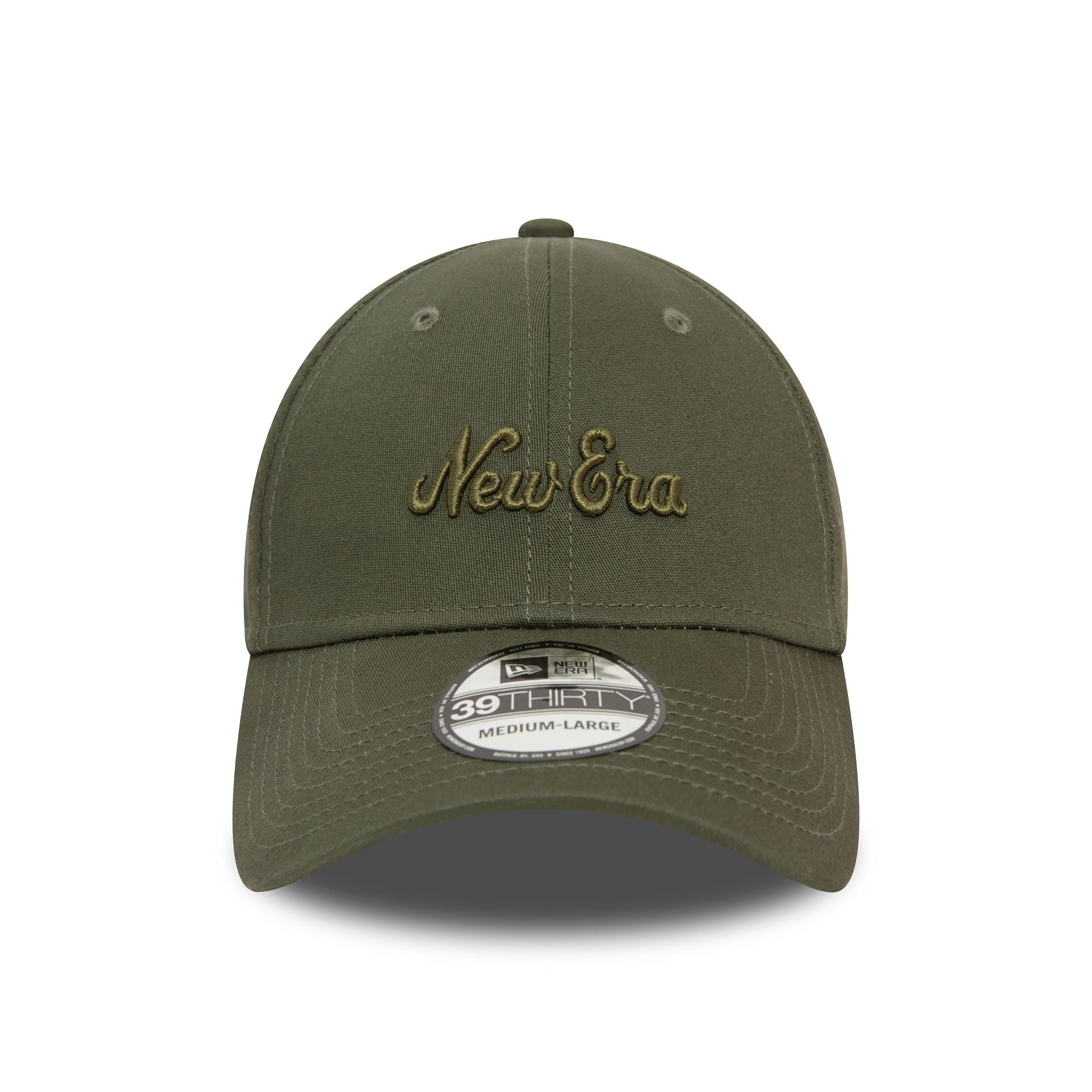 This is a New Era Script Green 39THIRTY Stretch Fit Cap 2