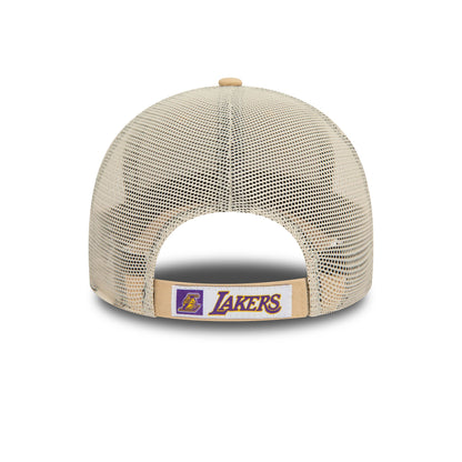 This is a LA Lakers NBA Light Beige 9FORTY Trucker Cap 4