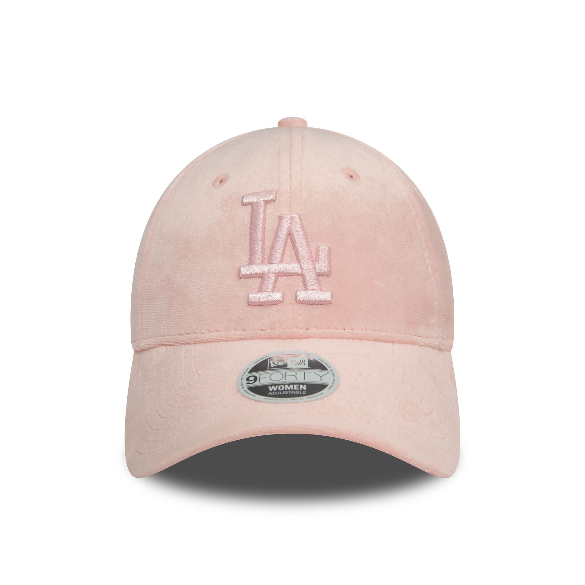 This is a LA Dodgers Womens Velour Pastel Pink 9FORTY Adjustable Cap 2