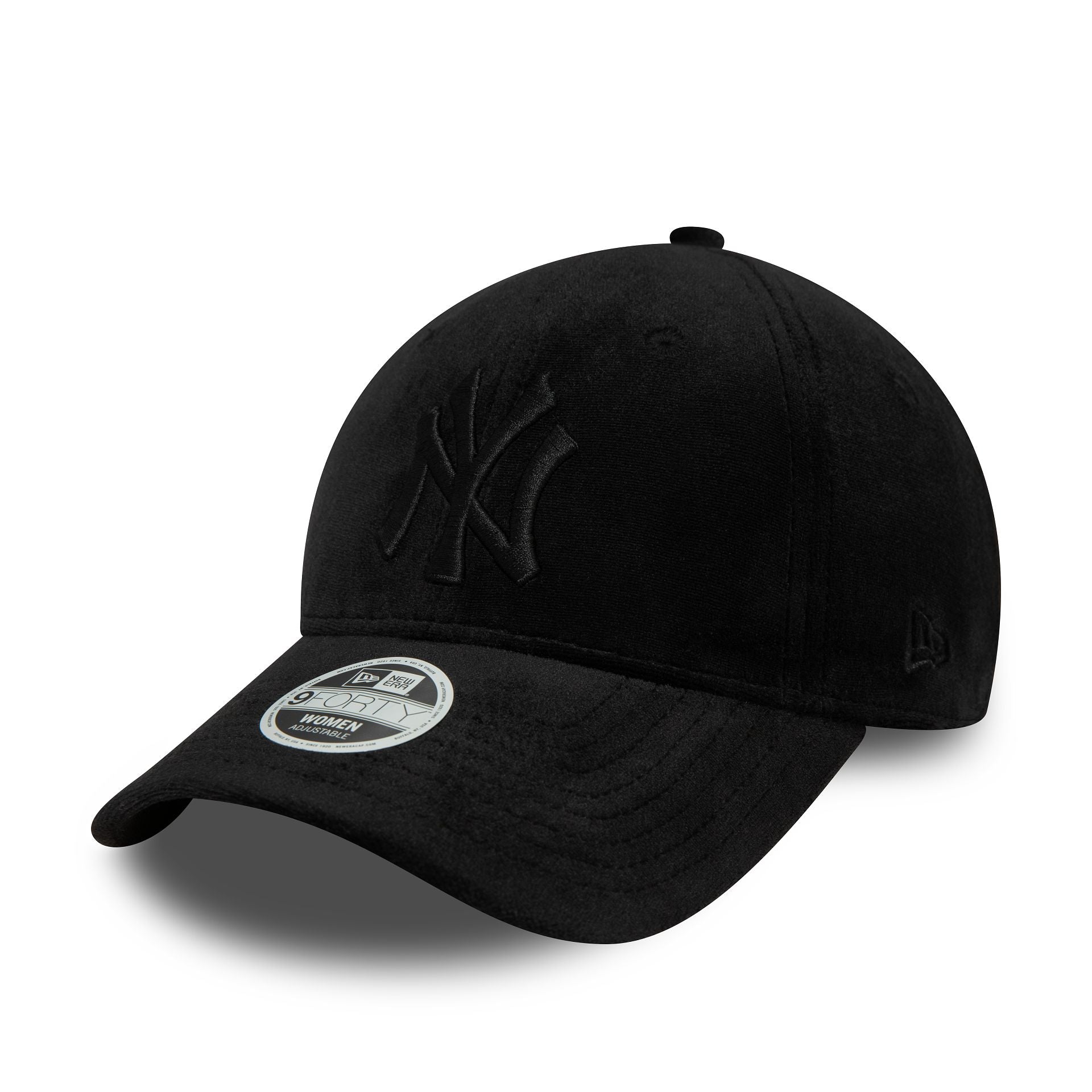 This is a New York Yankees Womens Velour Black 9FORTY Adjustable Cap 1