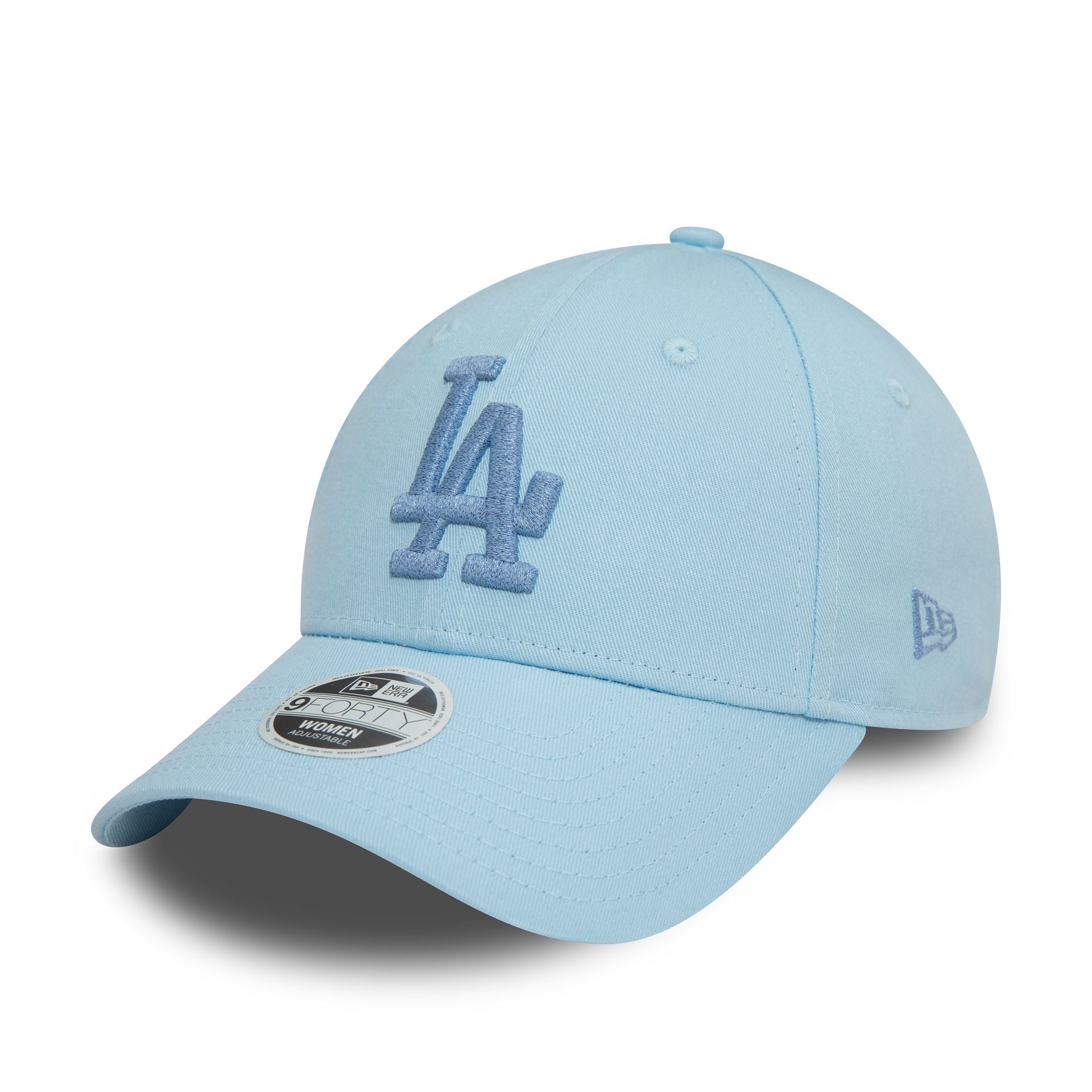 This is a LA Dodgers Womens Metallic Pastel Blue 9FORTY Adjustable Cap 3