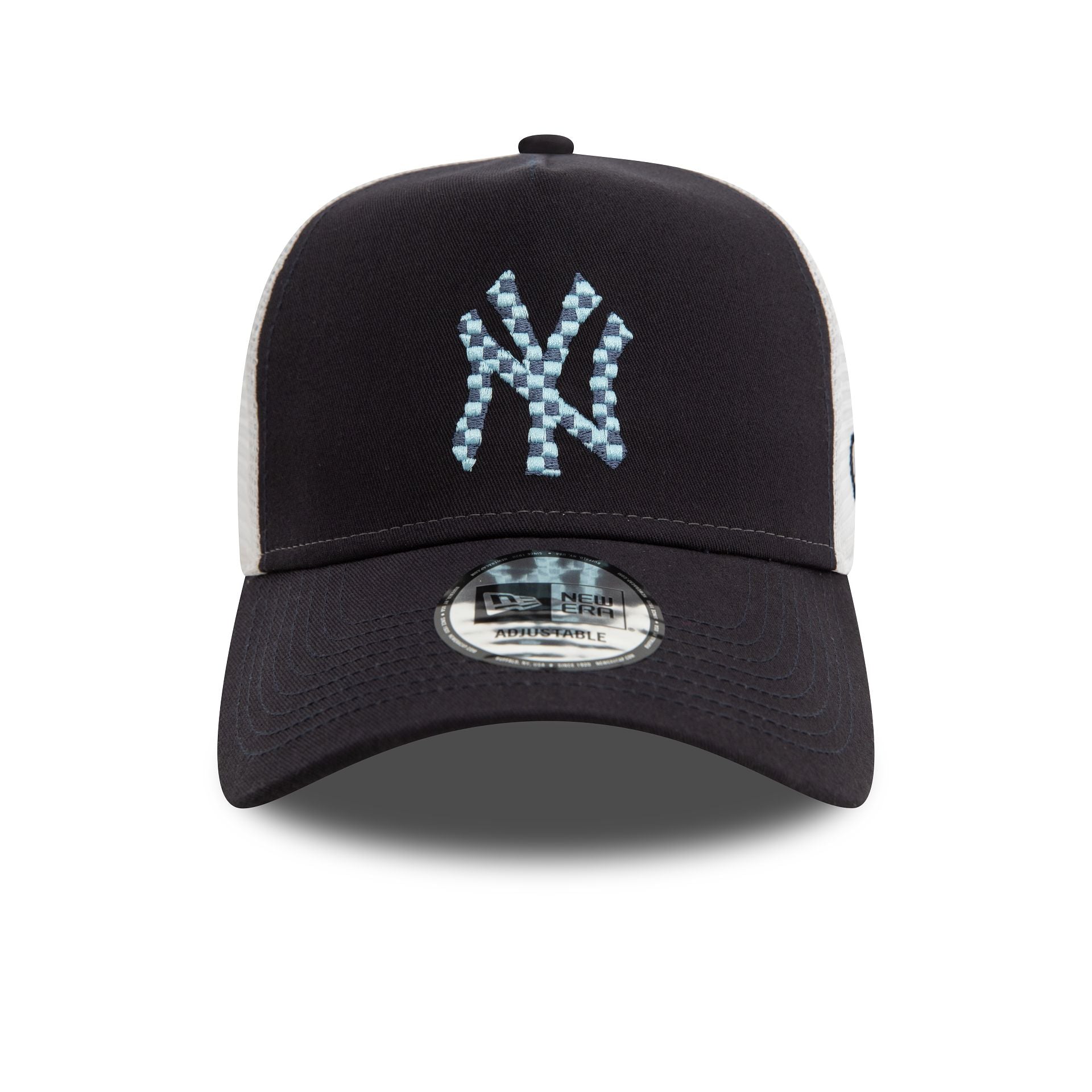 This is a New York Yankees Seasonal Infill Navy A-Frame Trucker Cap 2