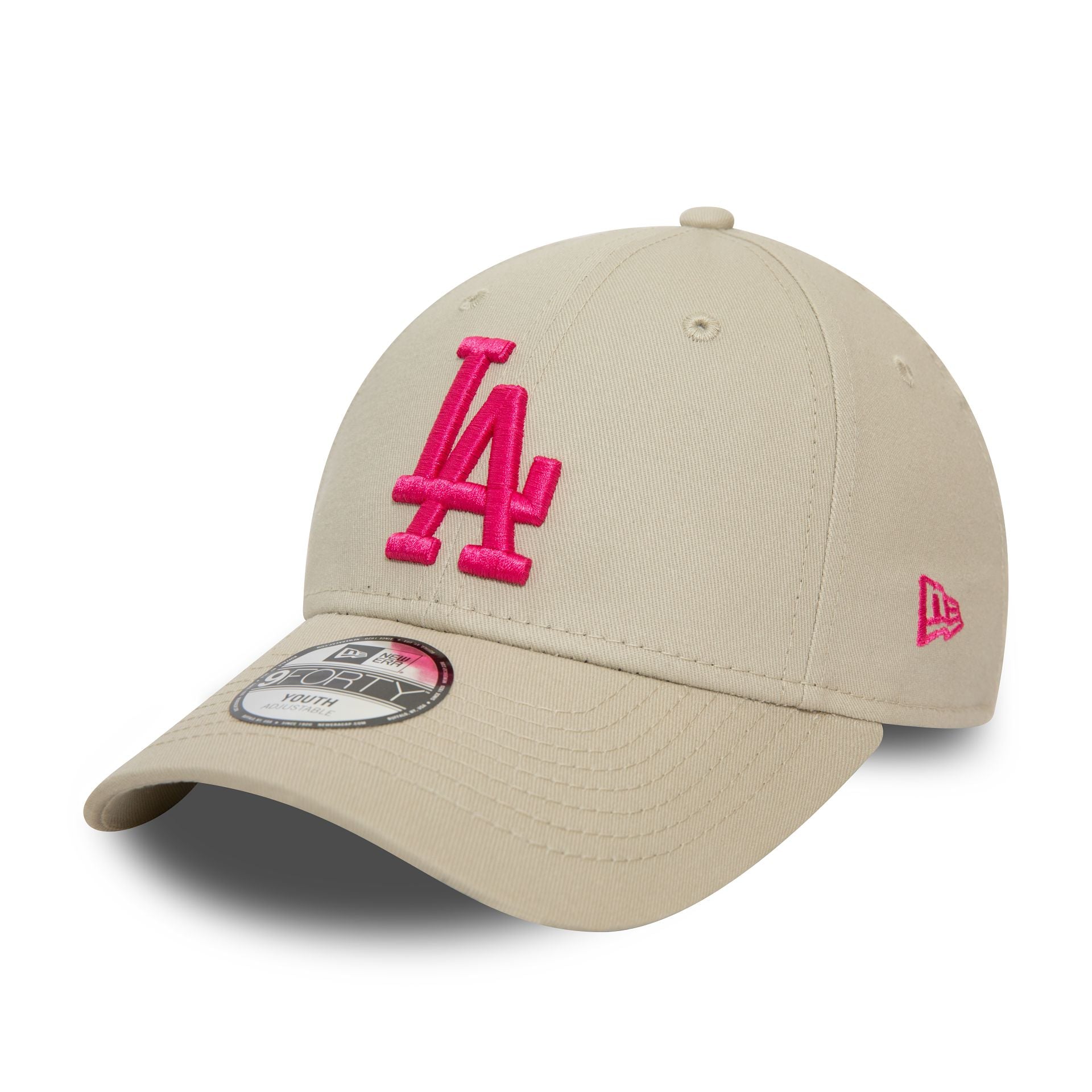 This is a LA Dodgers Youth League Essential Light Beige 9FORTY Adjustable Cap 1