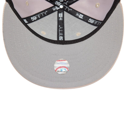 This is a Atlanta Braves MLB Rhinestone Satin Light Beige 59FIFTY Fitted Cap 5