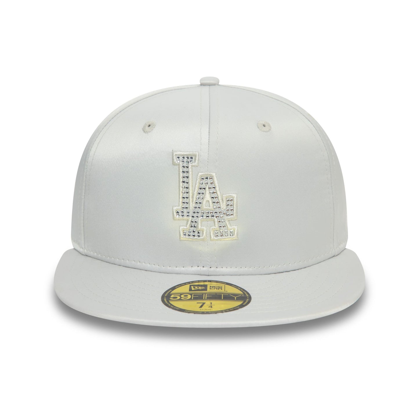 This is a LA Dodgers MLB Rhinestone Satin Light Grey 59FIFTY Fitted Cap 2