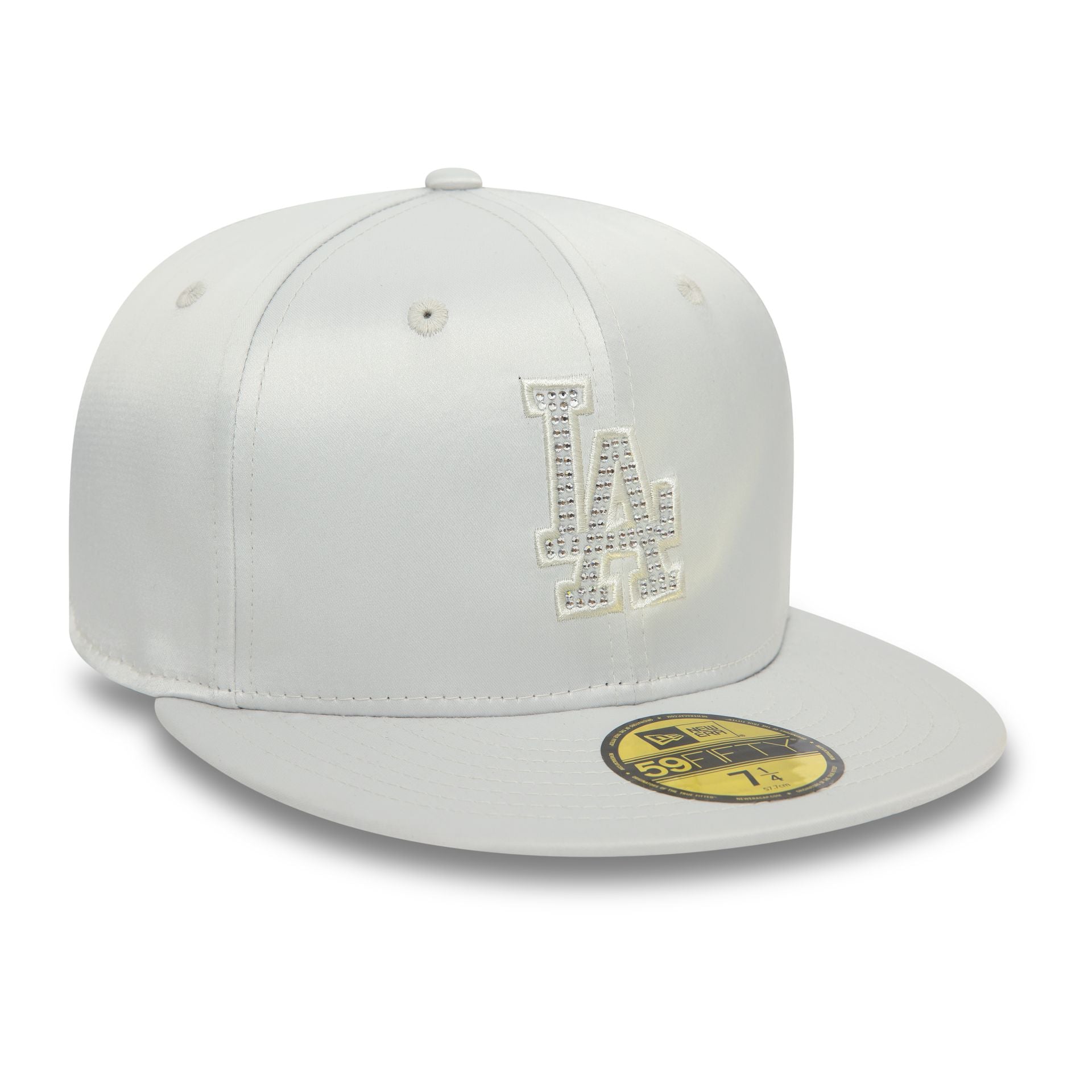 This is a LA Dodgers MLB Rhinestone Satin Light Grey 59FIFTY Fitted Cap 3