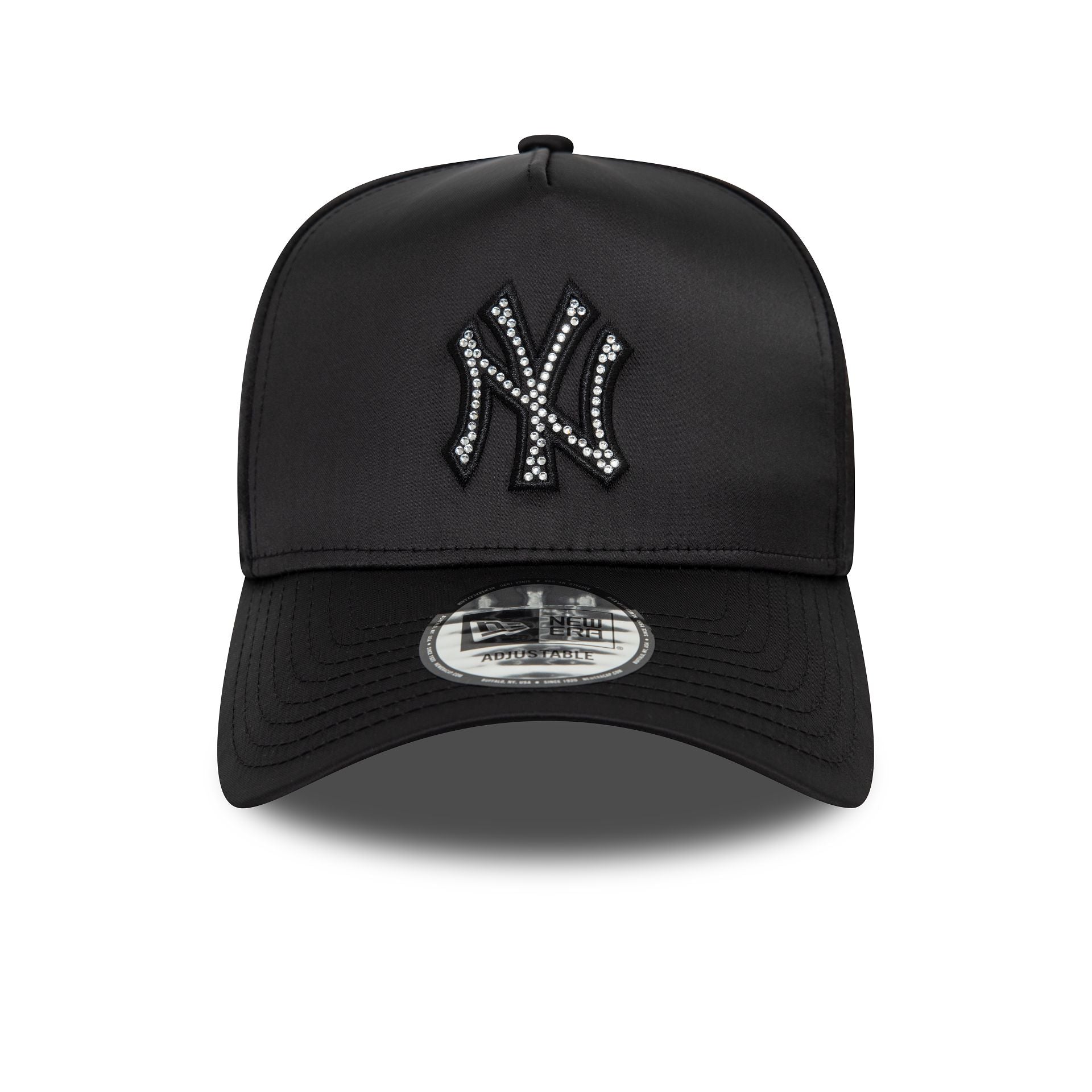 This is a New York Yankees MLB Satin Rhinestone Black 9FORTY E-Frame Adjustable Cap 2