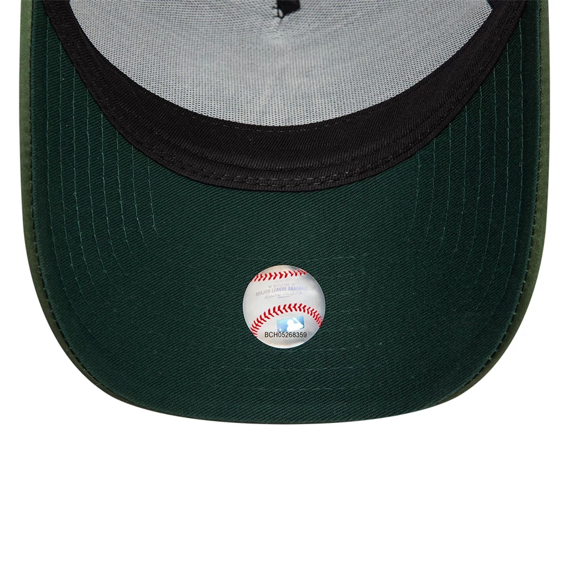 This is a Oakland Athletics MLB Satin Rhinestone Dark Green 9FORTY E-Frame Adjustable Cap 5