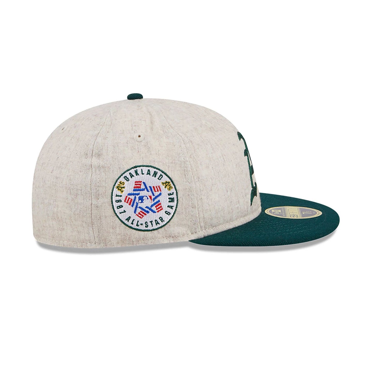 This is a Oakland Athletics Melton Wool Light Beige Retro Crown 59FIFTY Fitted Cap 7