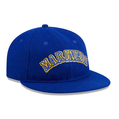 This is a Seattle Mariners Melton Wool Blue Retro Crown 9FIFTY Strapback Cap 3