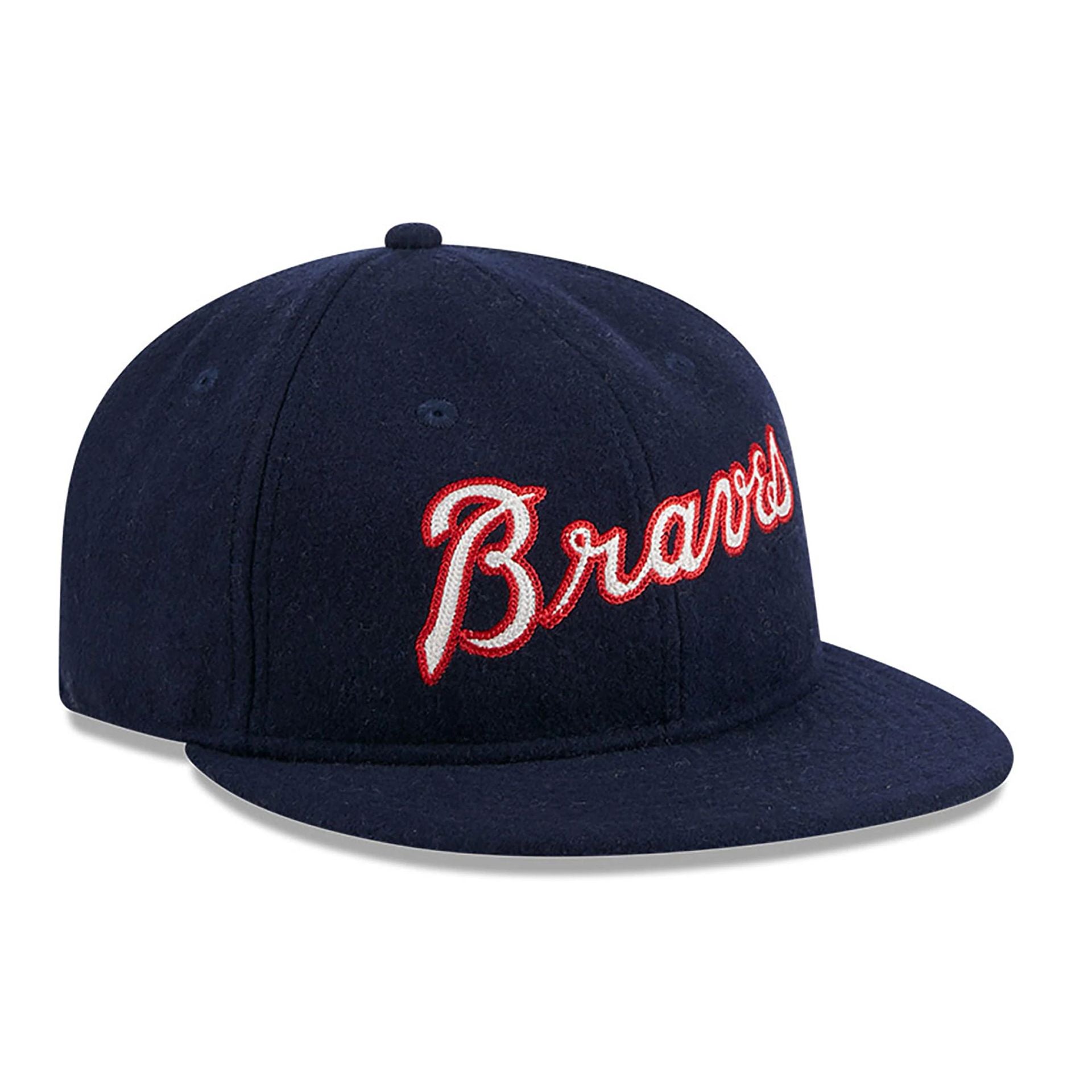 This is a Atlanta Braves Melton Wool Navy Retro Crown 9FIFTY Strapback Cap 3