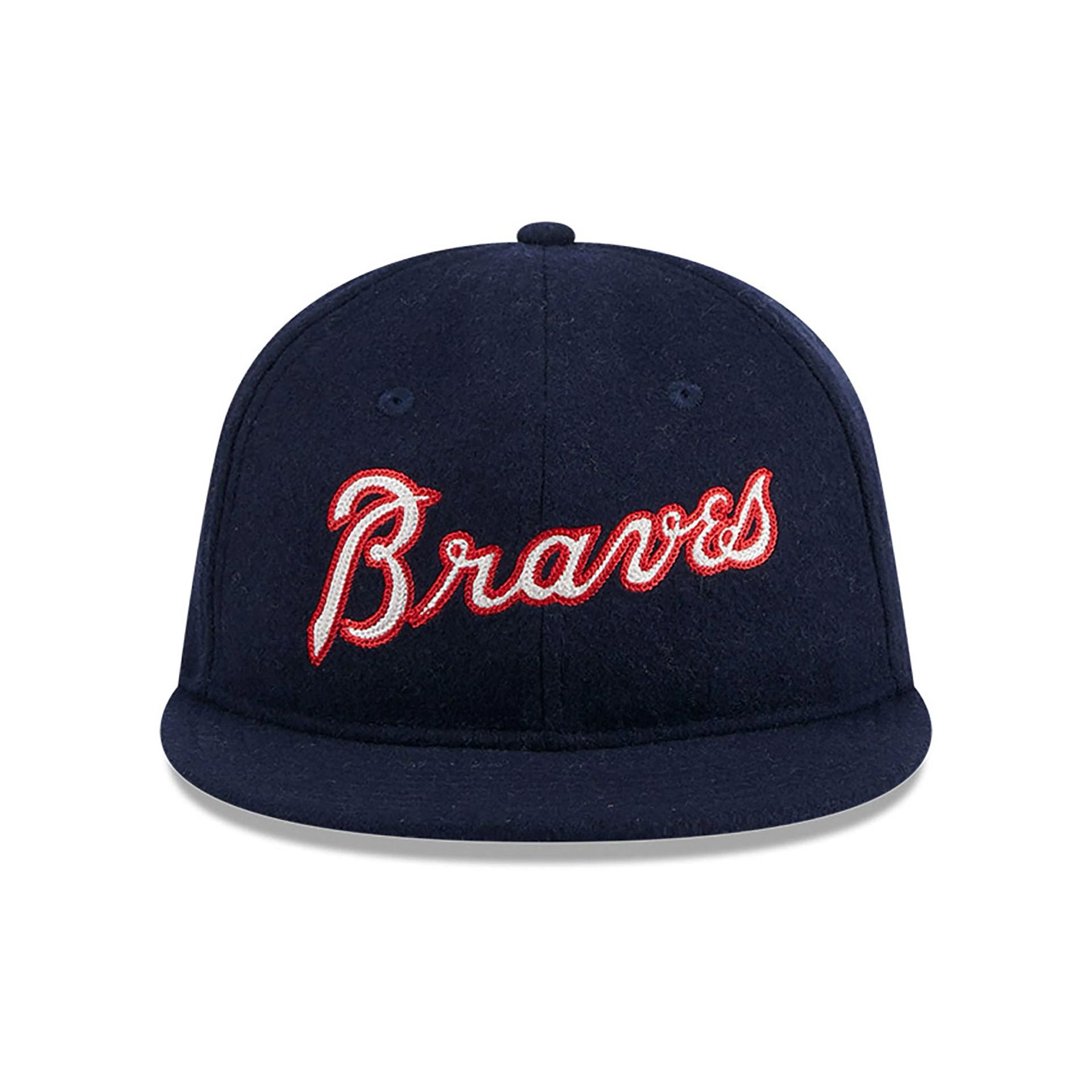 This is a Atlanta Braves Melton Wool Navy Retro Crown 9FIFTY Strapback Cap 2