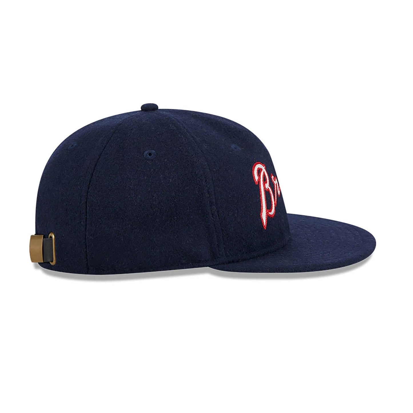 This is a Atlanta Braves Melton Wool Navy Retro Crown 9FIFTY Strapback Cap 6