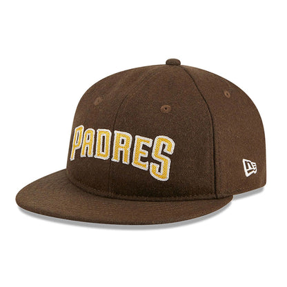 This is a San Diego Padres Melton Wool Brown Retro Crown 9FIFTY Strapback Cap 1