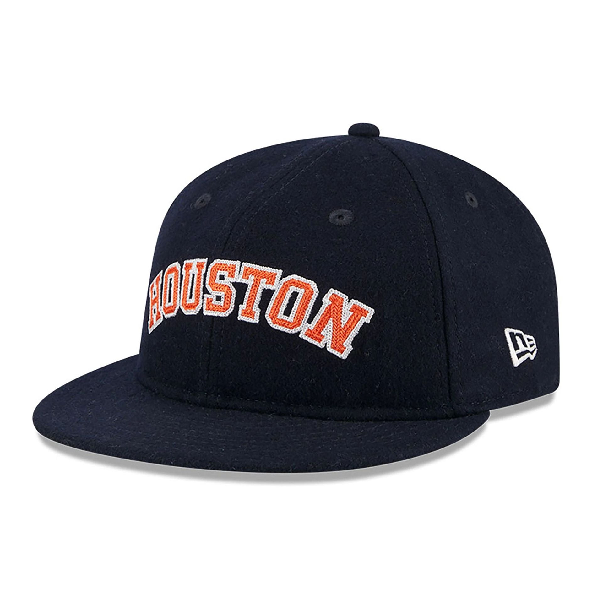 This is a Houston Astros Melton Wool Navy Retro Crown 9FIFTY Strapback Cap 1