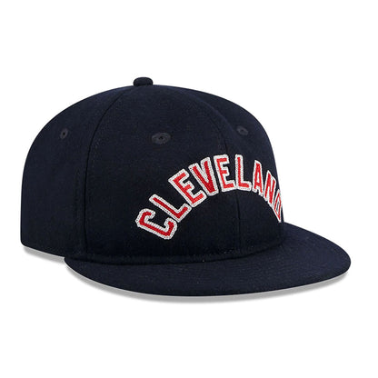 This is a Cleveland Indians Melton Wool Navy Retro Crown 9FIFTY Strapback Cap 3