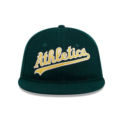 This is a Oakland Athletics Melton Wool Dark Green Retro Crown 9FIFTY Strapback Cap 2