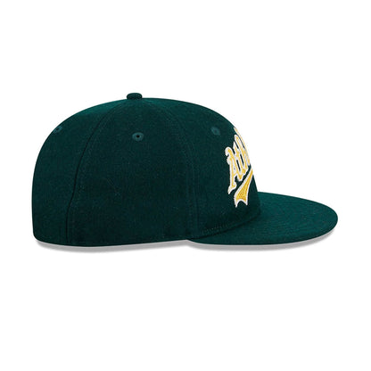 This is a Oakland Athletics Melton Wool Dark Green Retro Crown 9FIFTY Strapback Cap 6