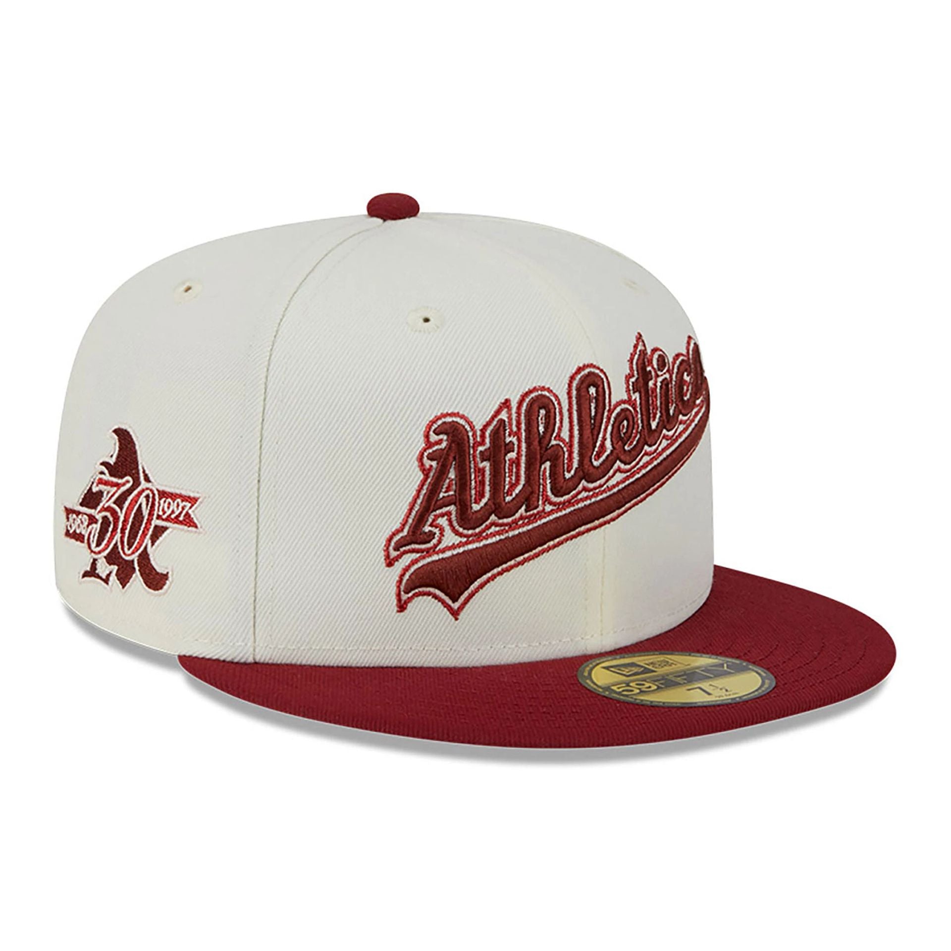 This is a Oakland Athletics Be Mine White 59FIFTY Fitted Cap 1