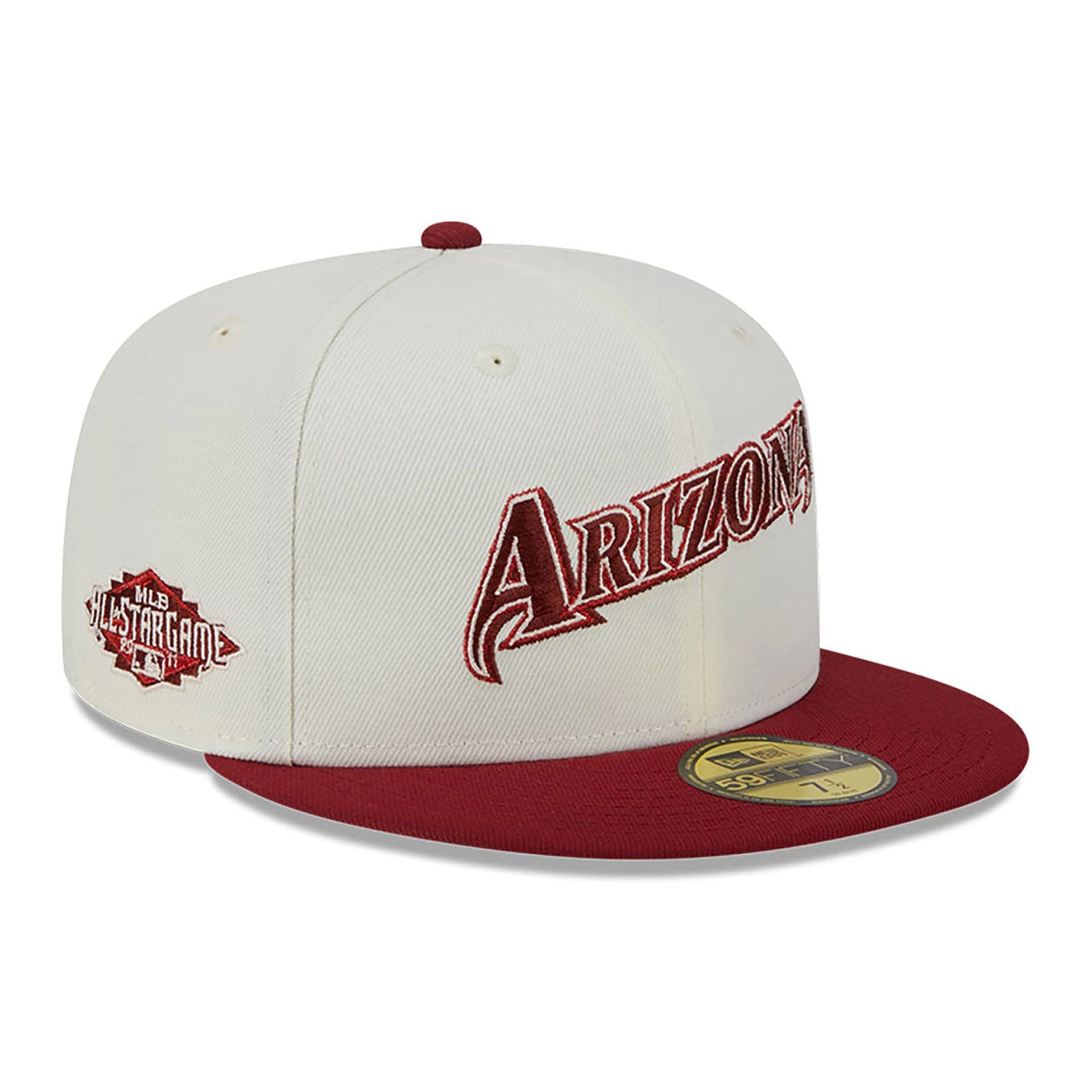 This is a Arizona Diamondbacks Be Mine White 59FIFTY Fitted Cap 1