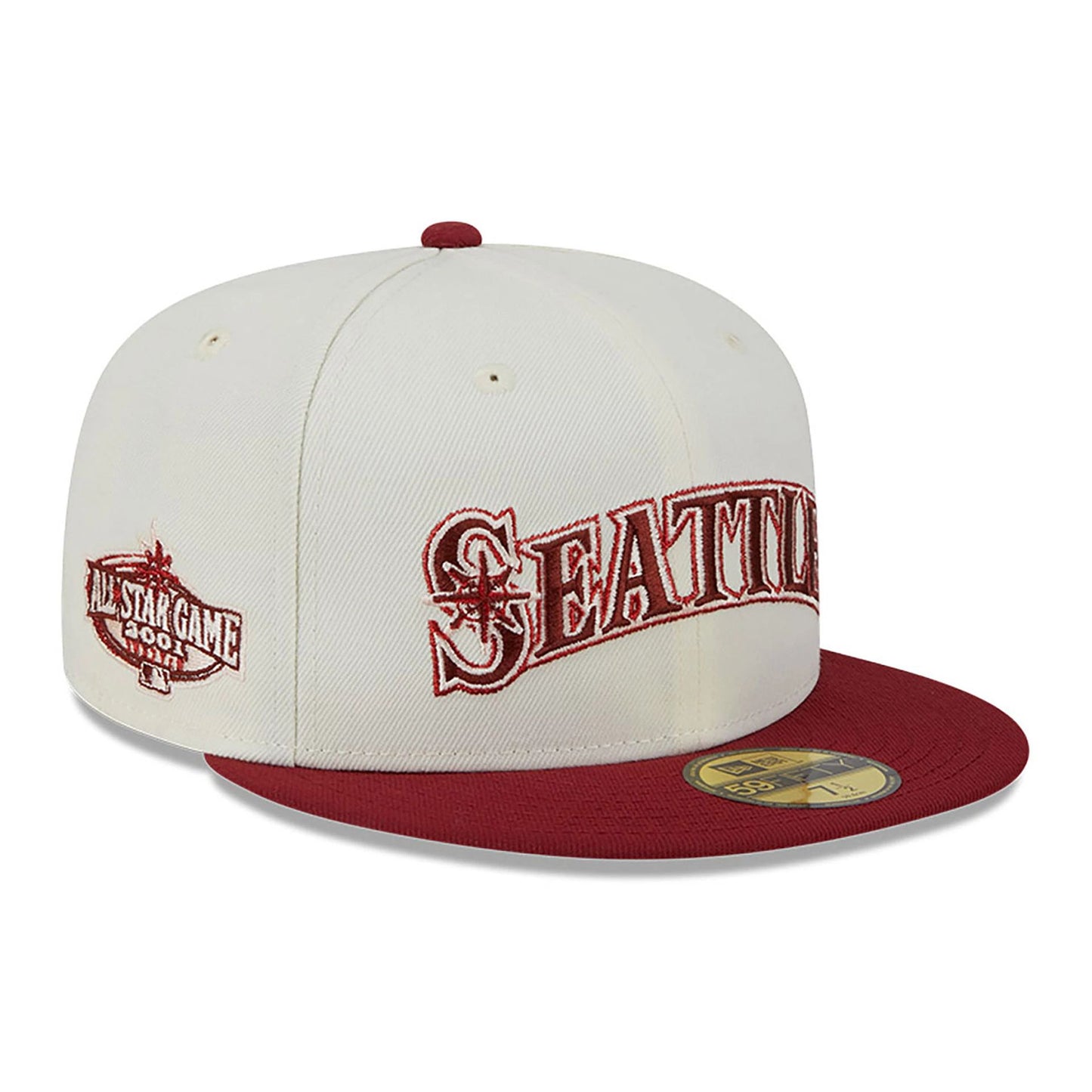 This is a Seattle Mariners Be Mine White 59FIFTY Fitted Cap 1