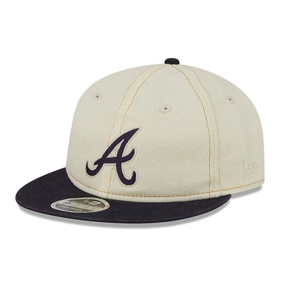 This is a Atlanta Braves Chrome Denim White Retro Crown 9FIFTY Strapback Cap 1