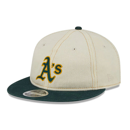 This is a Oakland Athletics Chrome Denim White Retro Crown 9FIFTY Strapback Cap 1