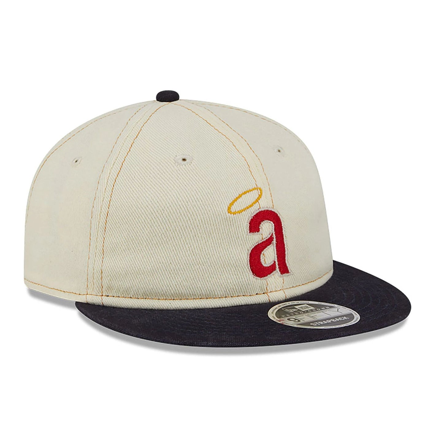 This is a LA Angels Chrome Denim White Retro Crown 9FIFTY Strapback Cap 4