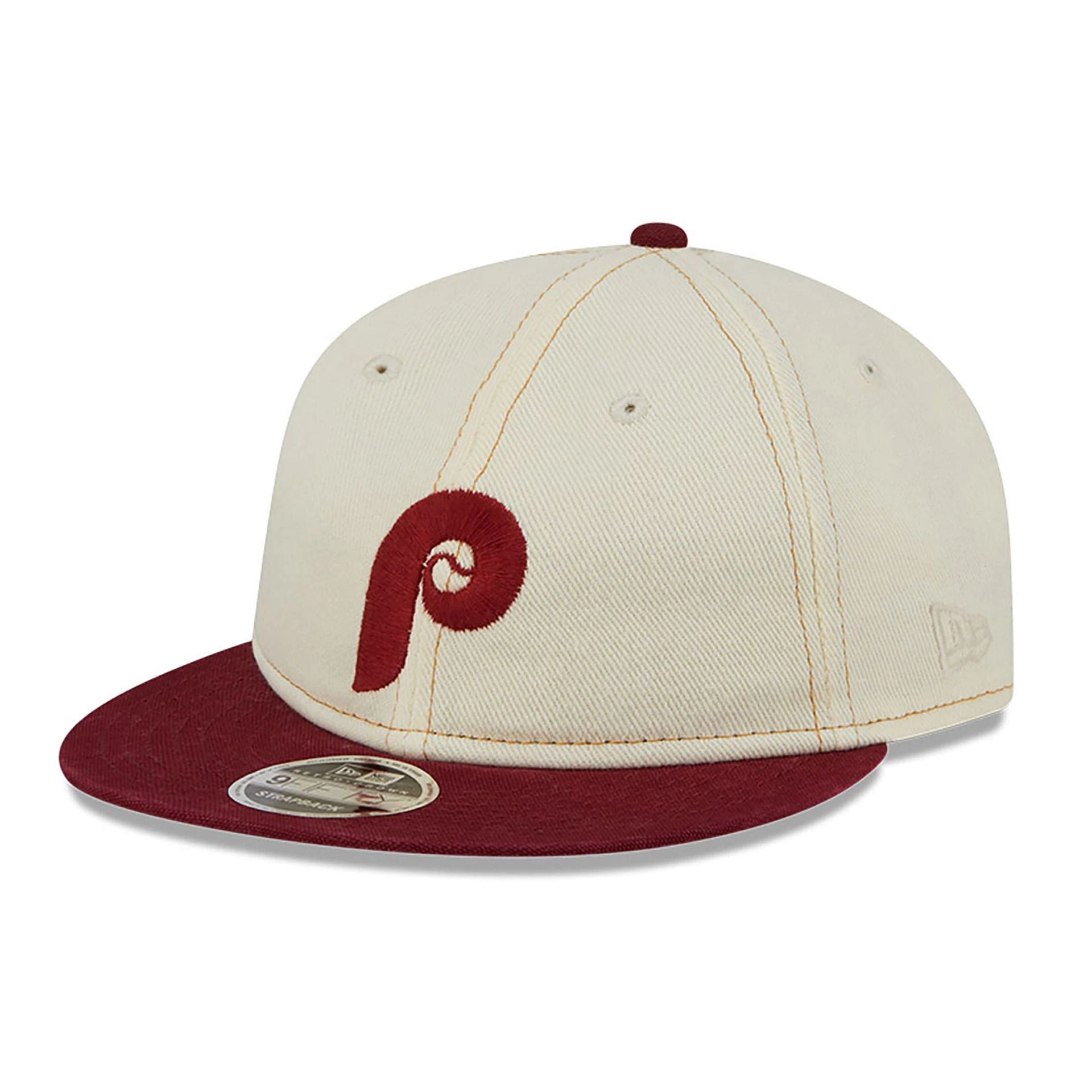 This is a Philadelphia Phillies Chrome Denim White Retro Crown 9FIFTY Strapback Cap 1