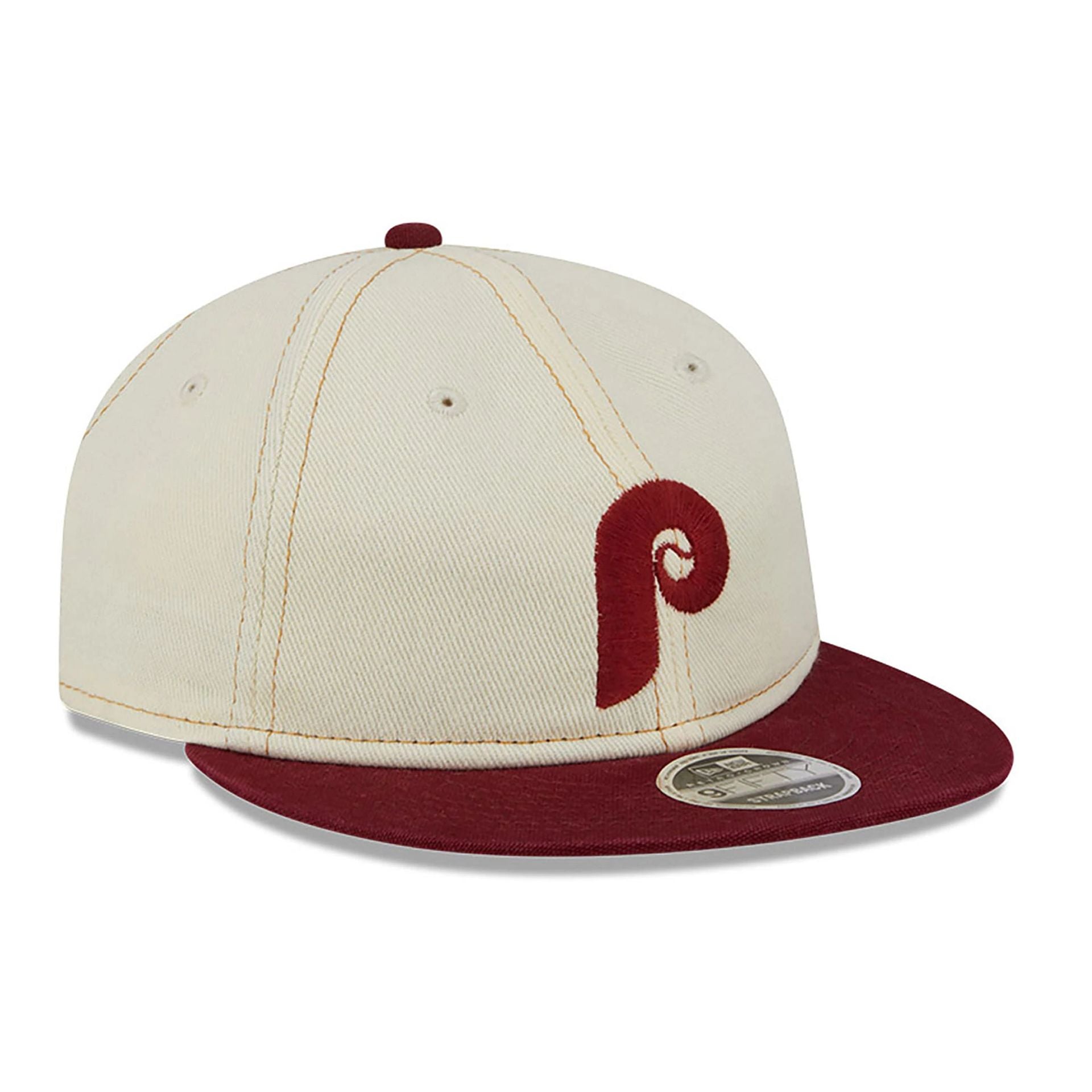 This is a Philadelphia Phillies Chrome Denim White Retro Crown 9FIFTY Strapback Cap 4