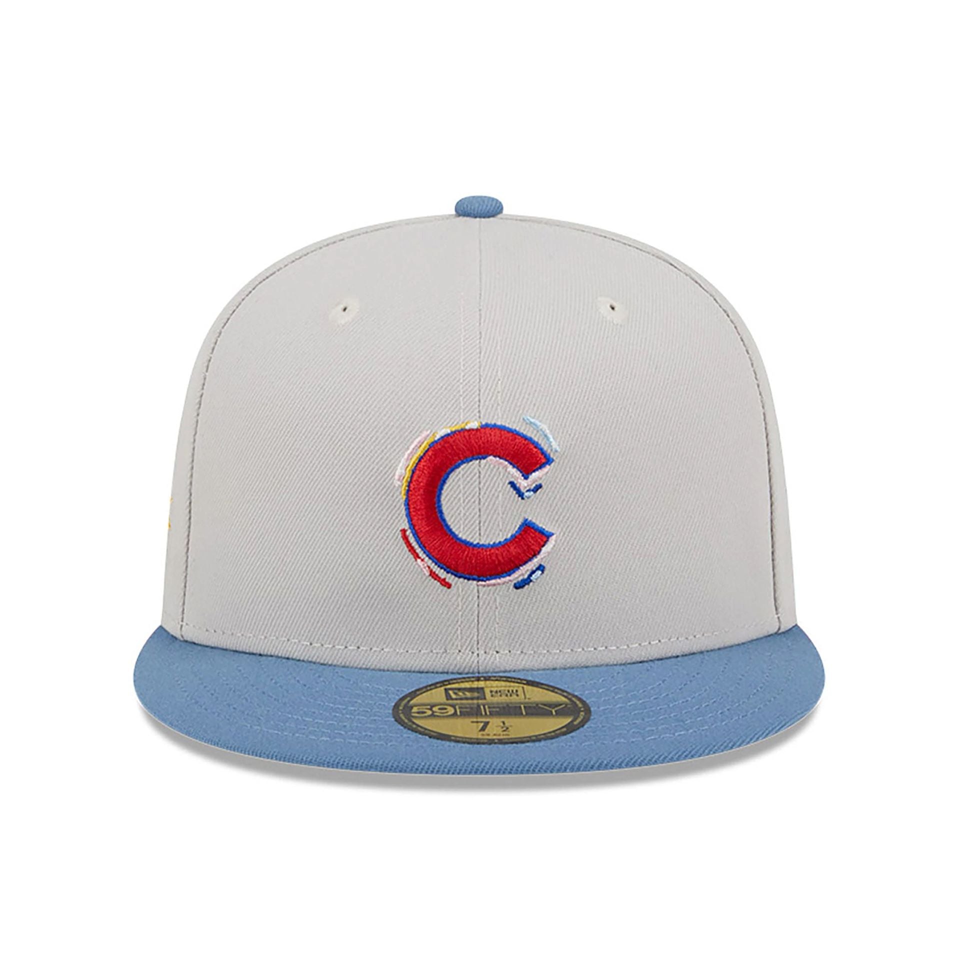 This is a Chicago Cubs Colour Brush Light Beige 59FIFTY Fitted Cap 3