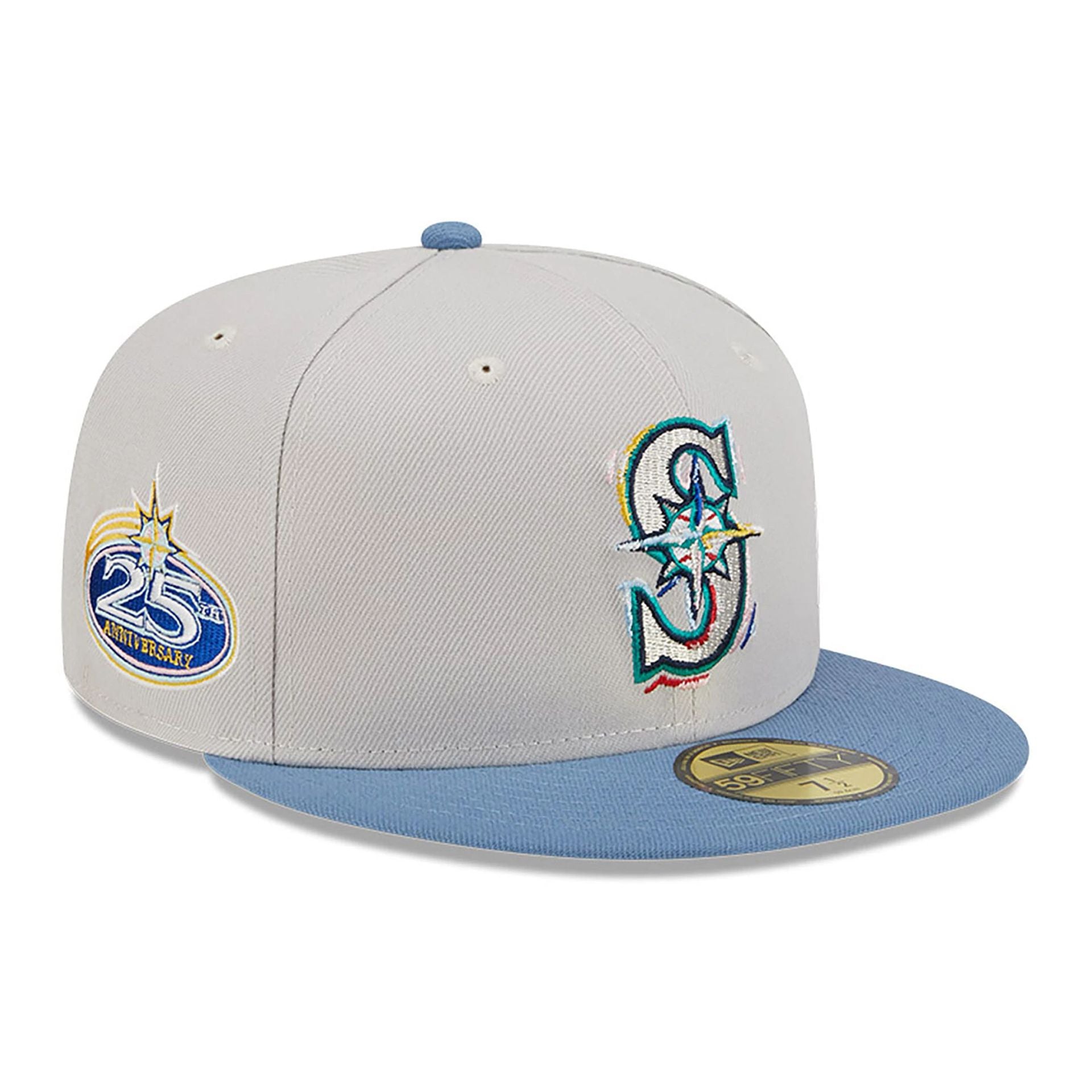 This is a Seattle Mariners Colour Brush Light Beige 59FIFTY Fitted Cap 1