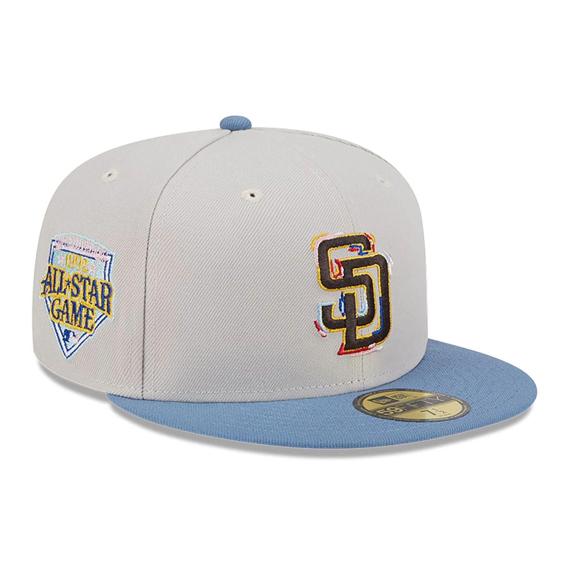 This is a San Diego Padres Colour Brush Light Beige 59FIFTY Fitted Cap 1