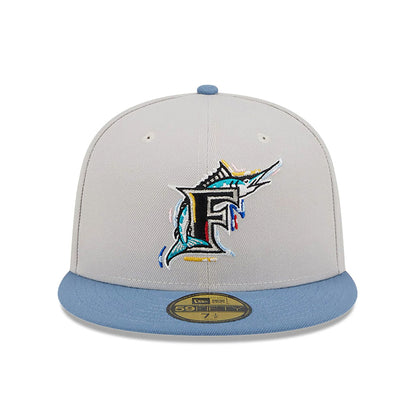 This is a Miami Marlins Colour Brush Cream 59FIFTY Fitted Cap 3