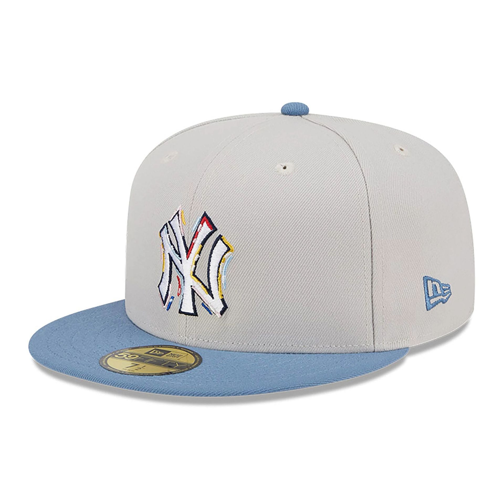 This is a New York Yankees Colour Brush Light Beige 59FIFTY Fitted Cap 1