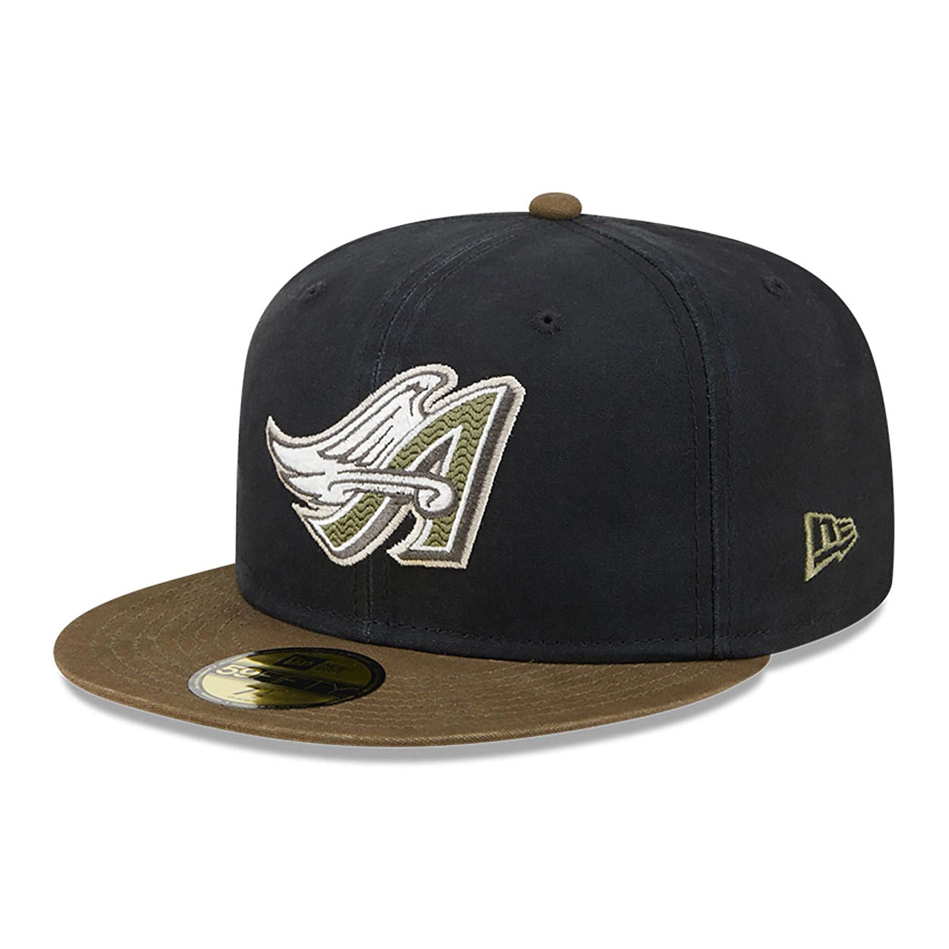 This is a LA Angels Quilted Logo Black 59FIFTY Fitted Cap 1