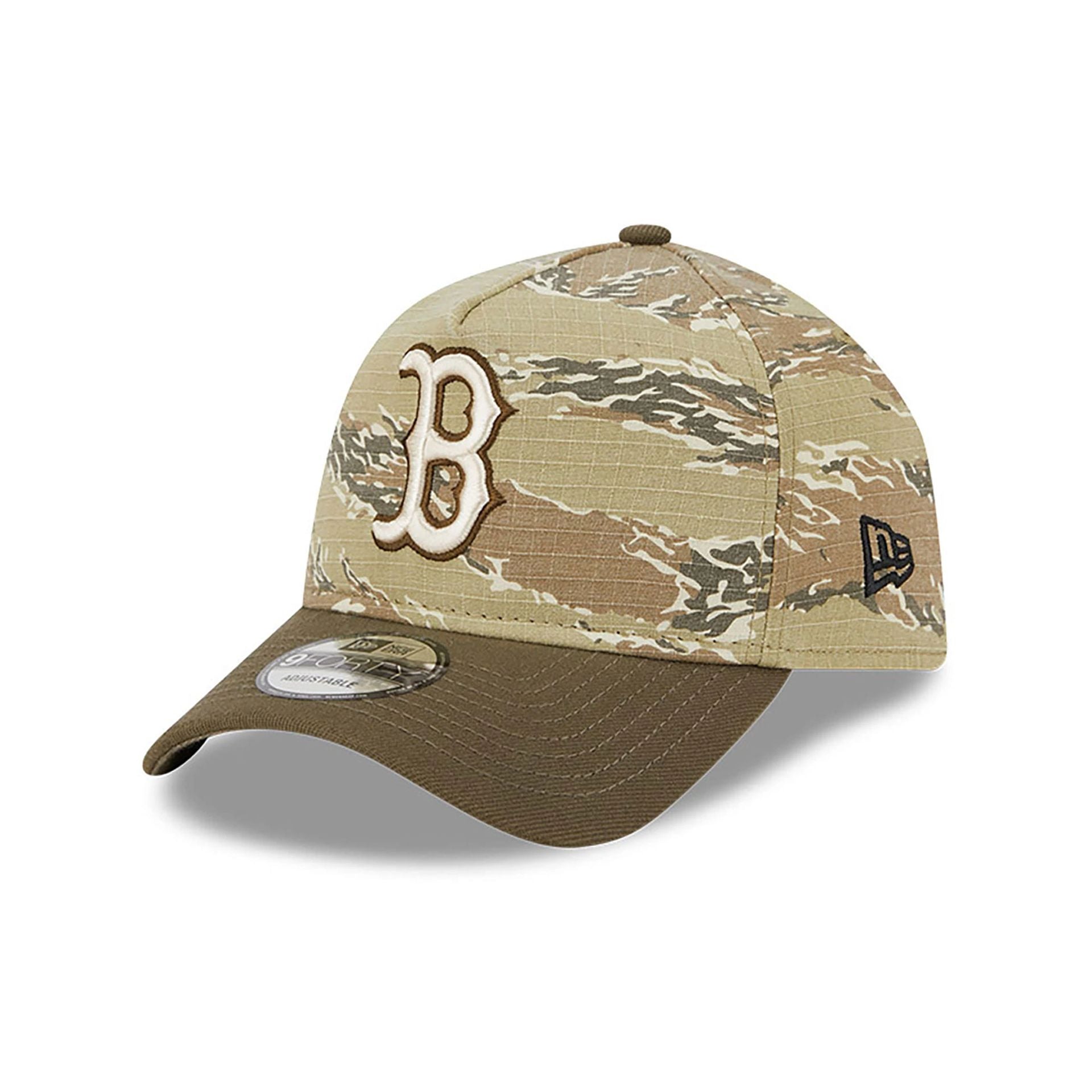 This is a Boston Red Sox Two-Tone Tiger Camo Green 9FORTY A-Frame Adjustable Cap 1