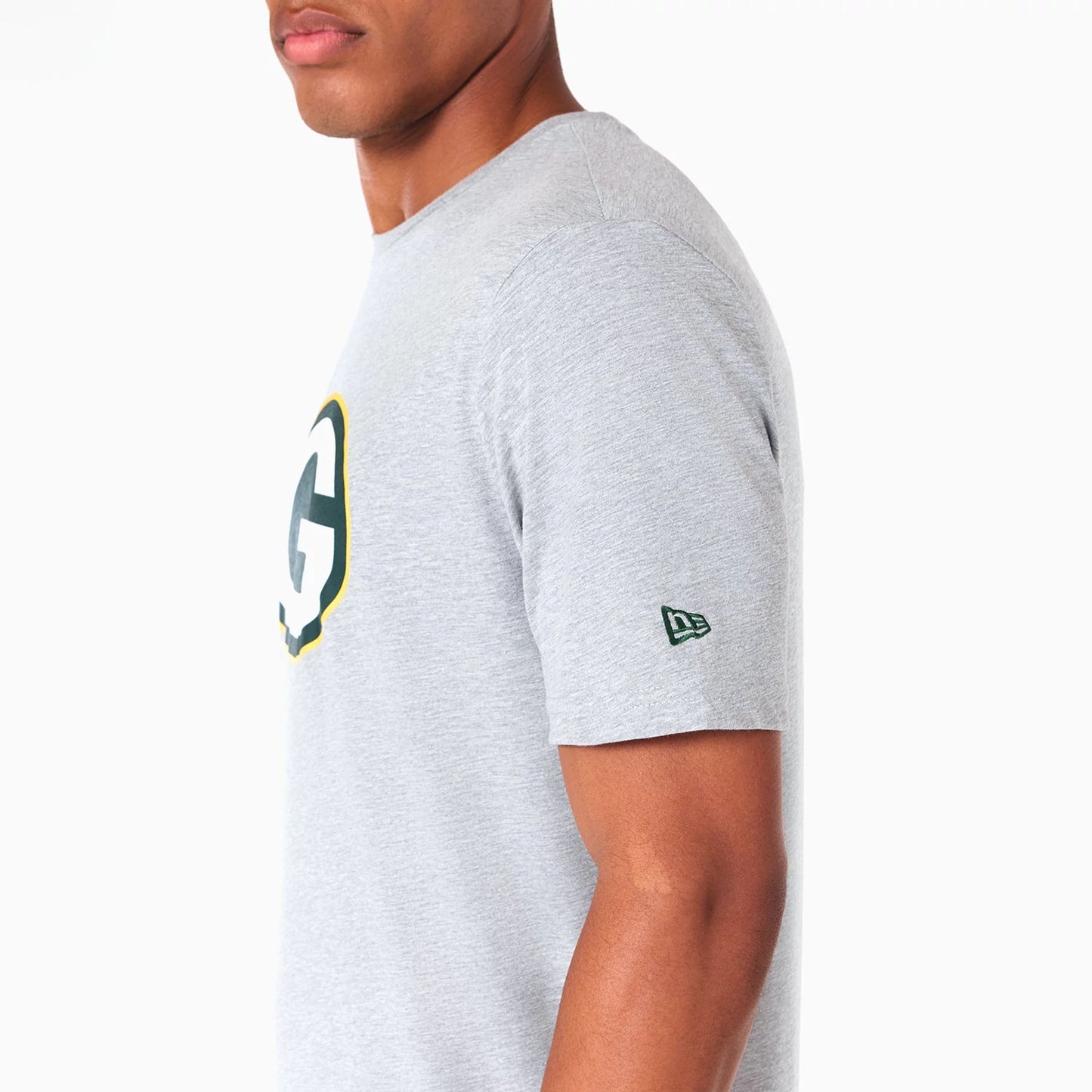 The Male model is wearing Green Bay Packers NFL Grey T-Shirt 4