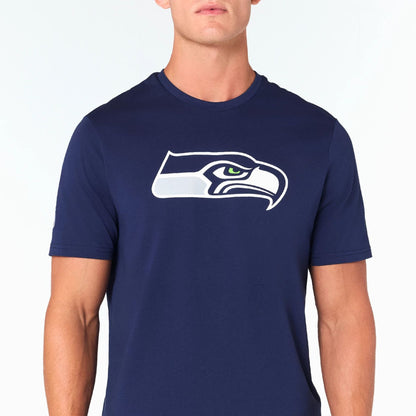 The Male model is wearing Seattle Seahawks NFL Navy T-Shirt 2