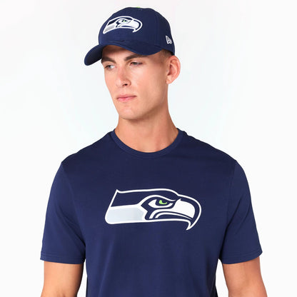 The Male model is wearing Seattle Seahawks NFL Navy T-Shirt 3