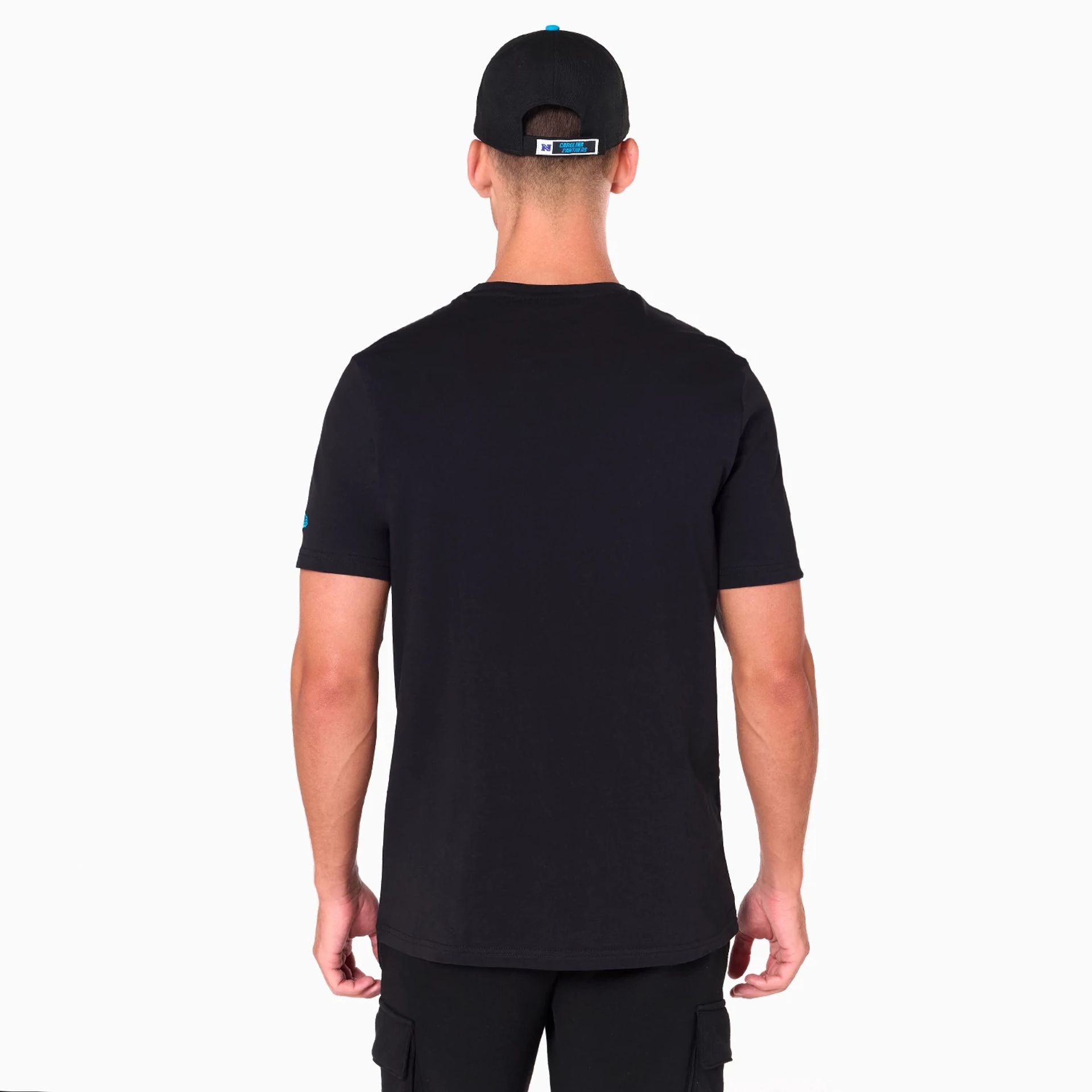 The Male model is wearing Carolina Panthers NFL Black T-Shirt 7