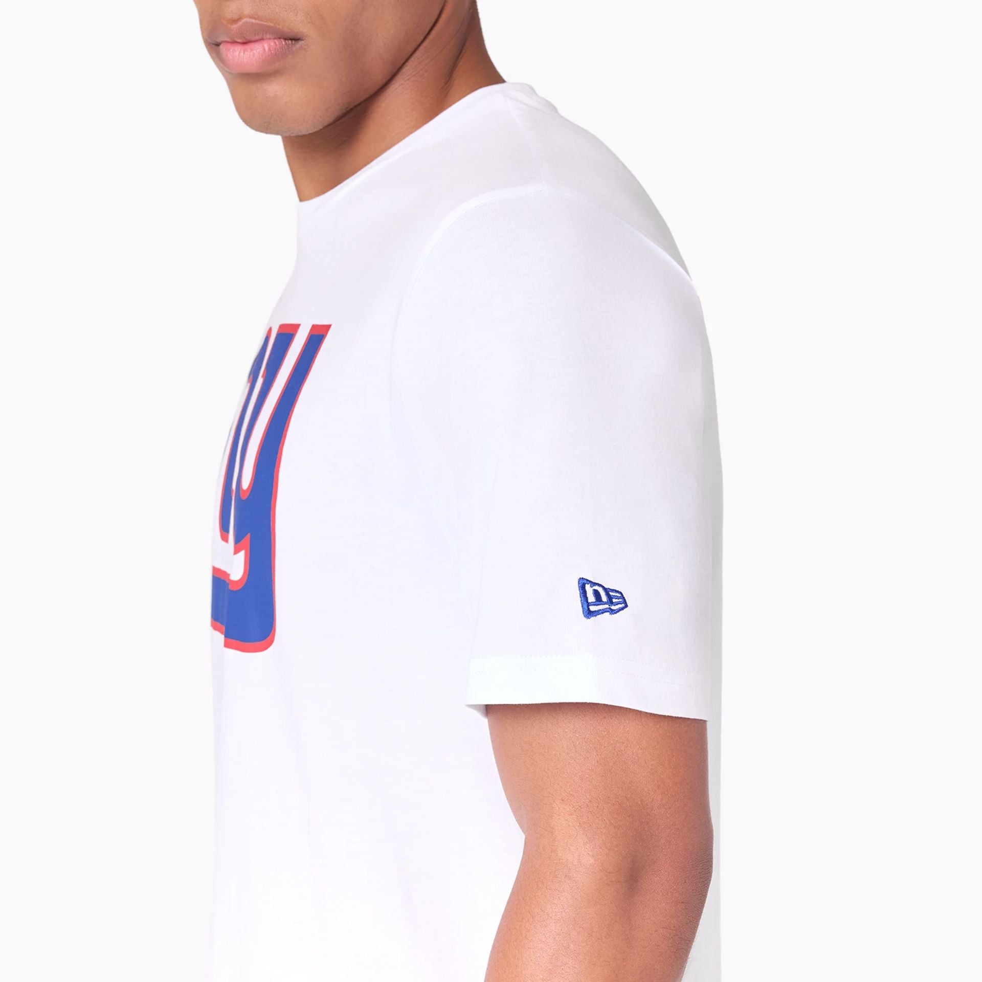 The Male model is wearing New York Giants NFL White T-Shirt 5