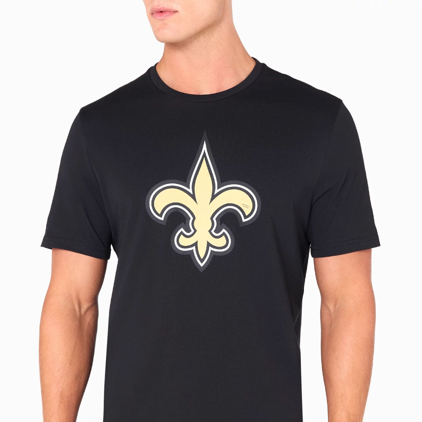 The Male model is wearing New Orleans Saints NFL Black T-Shirt 2