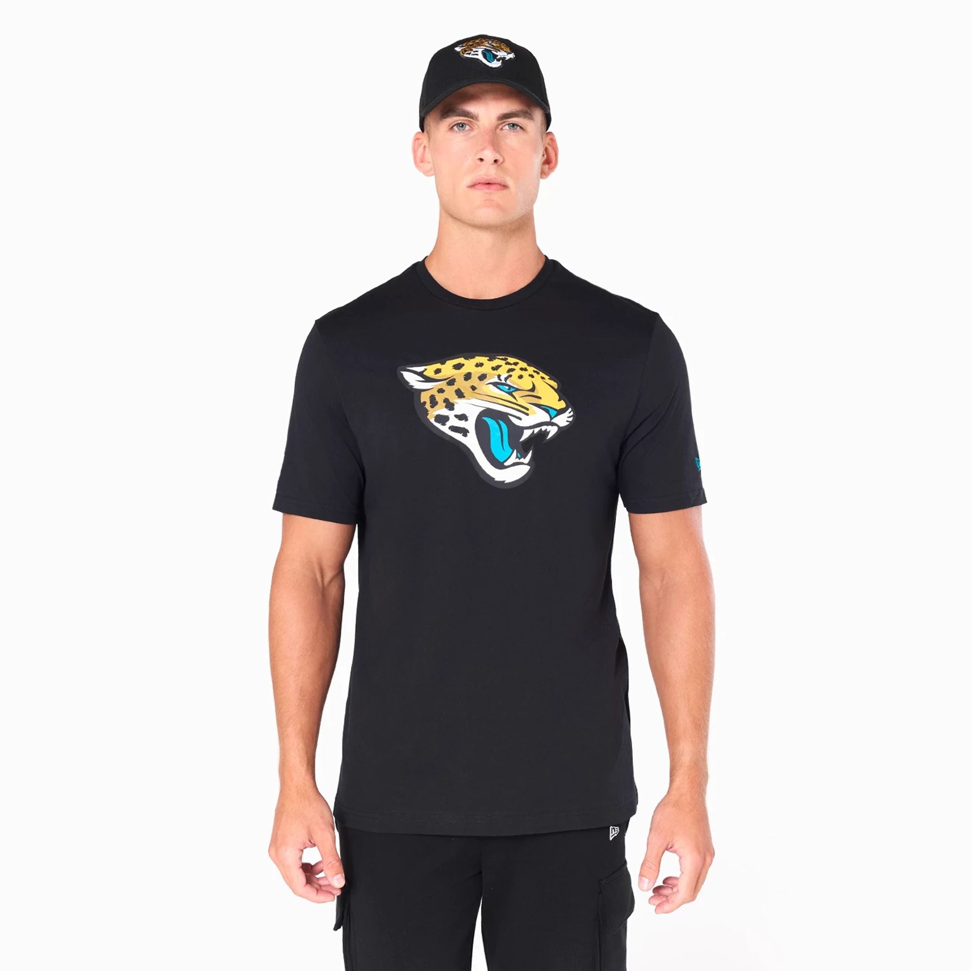 The Male model is wearing Jacksonville Jaguars NFL Black T-Shirt 1